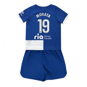 Atletico Madrid Alvaro Morata #19 Udebanesæt Børn 2023-24 Kort ærmer (+ korte bukser)